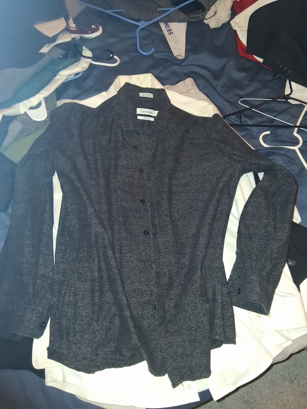Calvin Klein Men's Charcoal Button-Up Dress Shirt